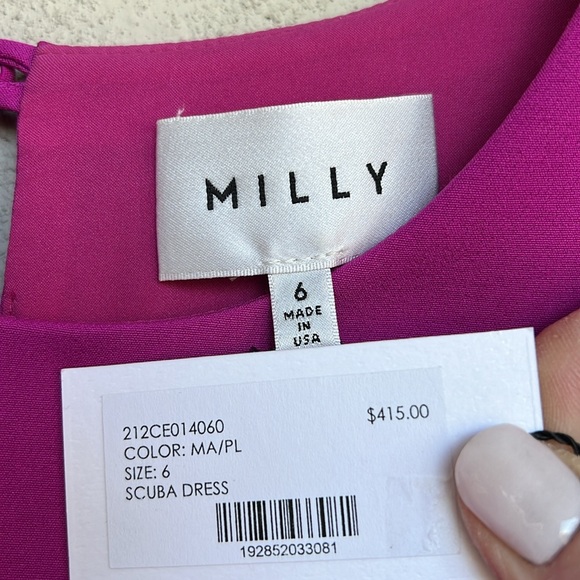 NWT Milly Hot Pink/Maroon Color Block Scuba Knit Sheath Dress Size 6 - Picture 3 of 15